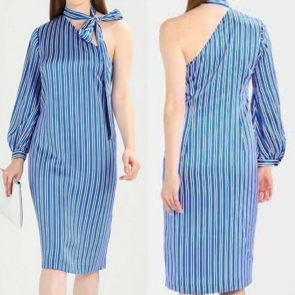 Banana Republic Dress one shoulder blue stripe